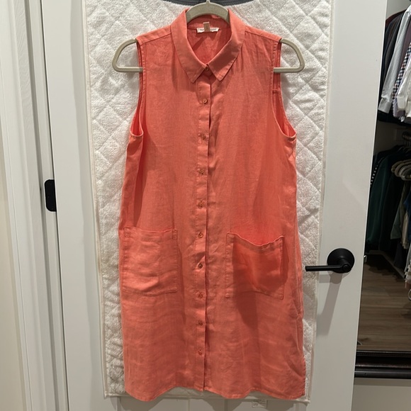 Eileen Fisher Organic Linen Sleeveless Dress Petite Small - Picture 7 of 10